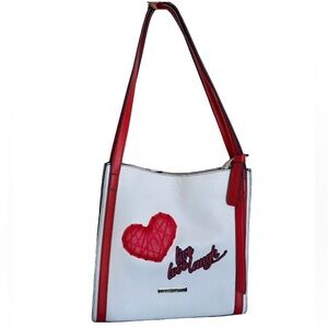 Braccialini Live Love Laugh White Leather Shoulder Bag new without tags